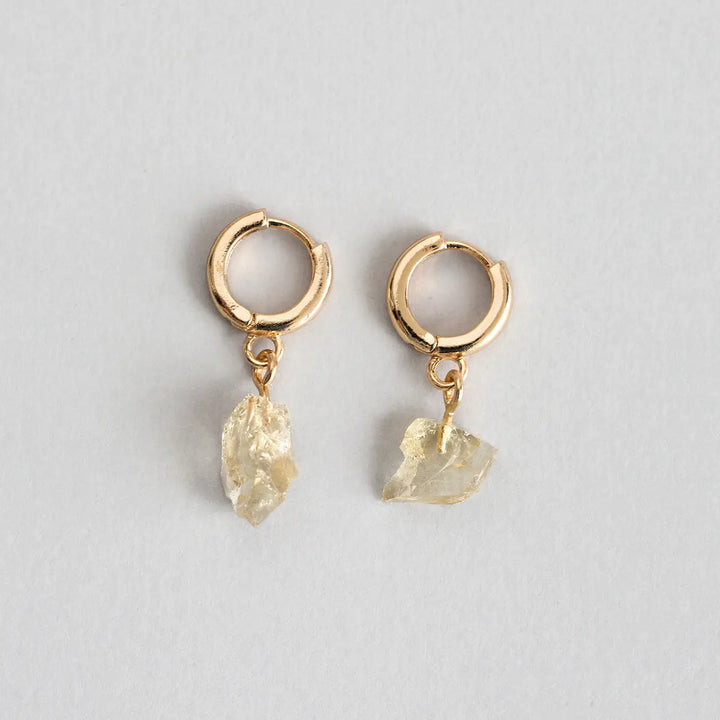 Citrine Semi-Precious Hoop Earring