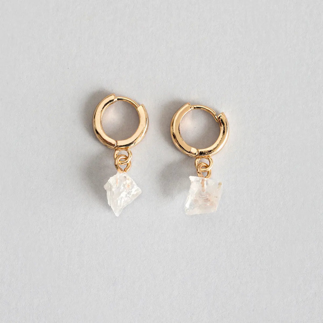 Clear Quartz Semi-Precious Hoop Earring