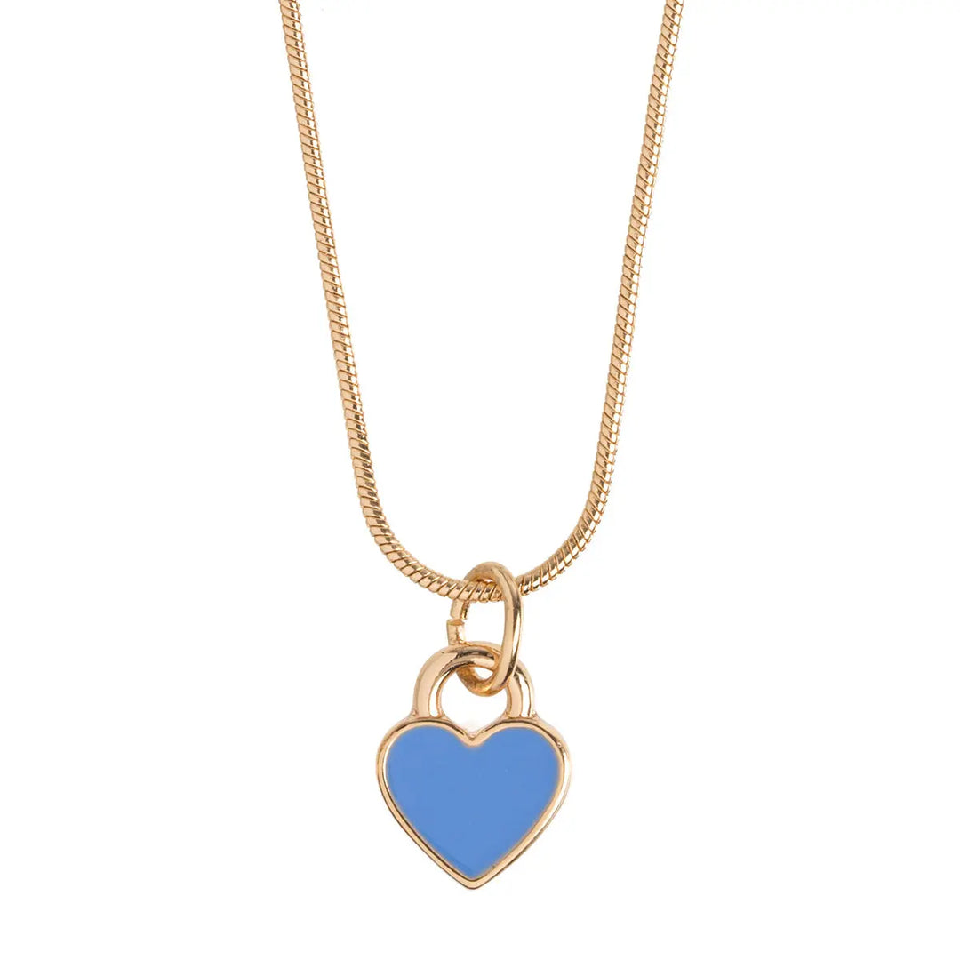 Blue Enamel Heart Necklace