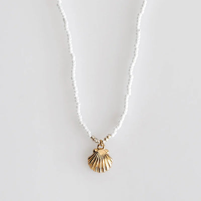 Beads with Mermaid Shell Necklace - White