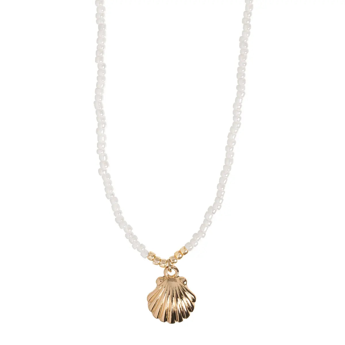 Beads with Mermaid Shell Necklace - White