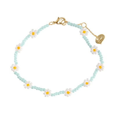 Blue Flower Bead Bracelet