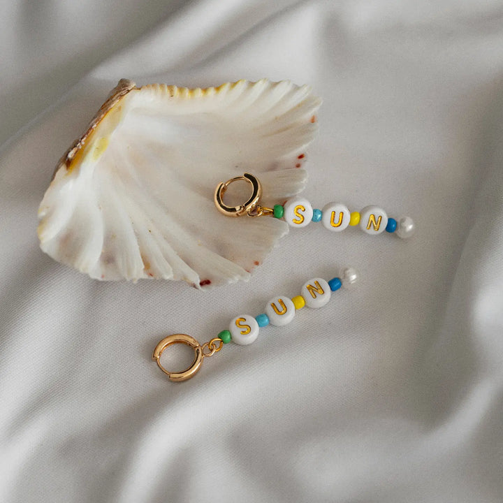 Bead Hoop Earrings SUN | Summer