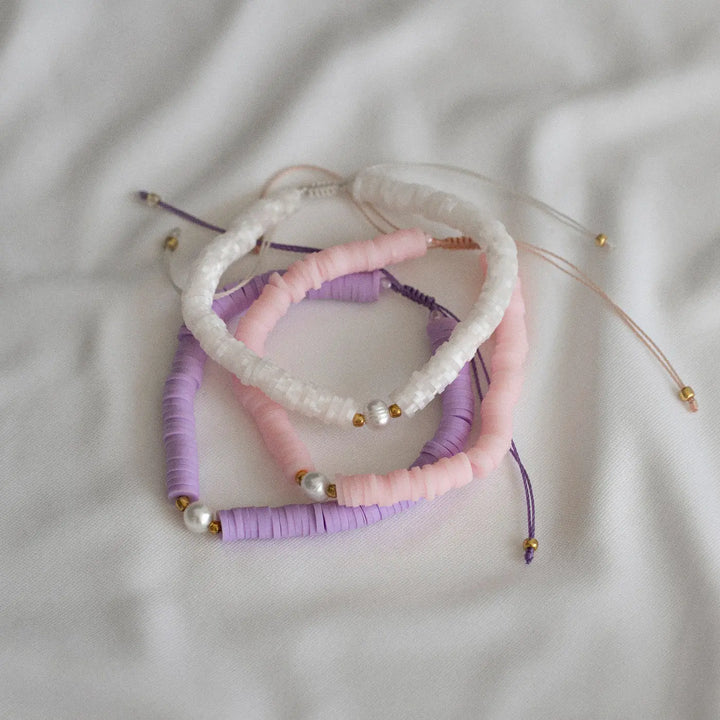 Beach Beads with Pearl Bracelet - White