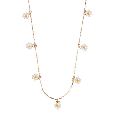 White Small Flowers Bead Necklace
