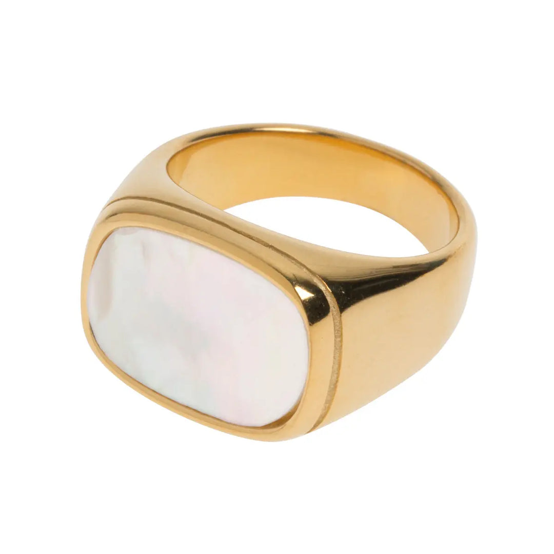 White Stone Signet Ring | Stainless Steel