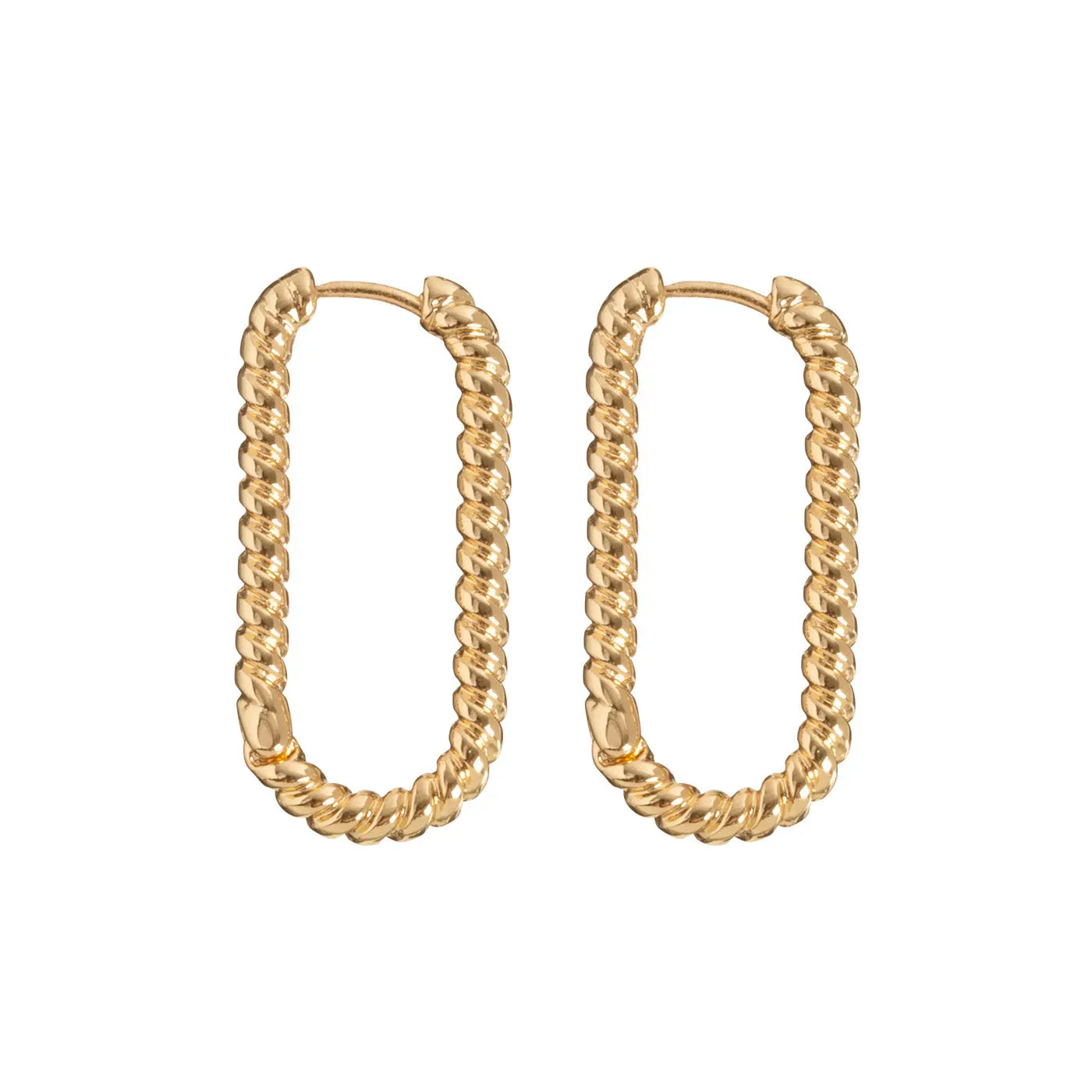 Oval Twisted Earring Hoop - Gold