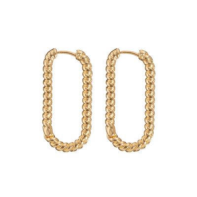 Oval Twisted Earring Hoop - Gold