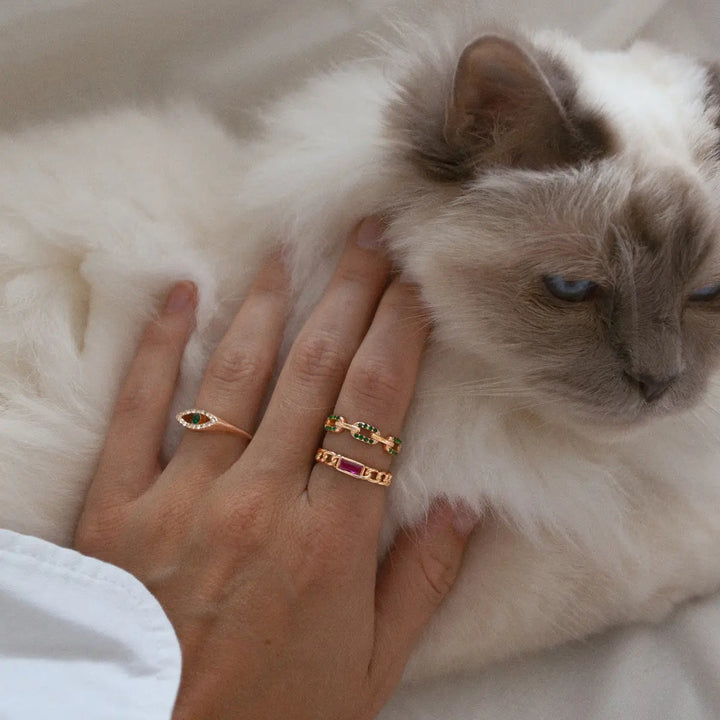 Chunky Chain Crystal Ring