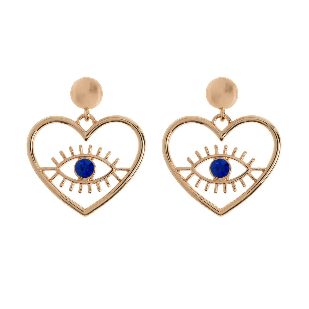 Suzy - Evil Eye Heart Stud Earrings
