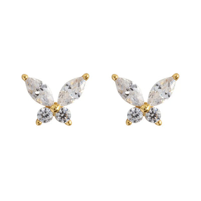 Leah - White Crystal Butterfly Stud Earrings