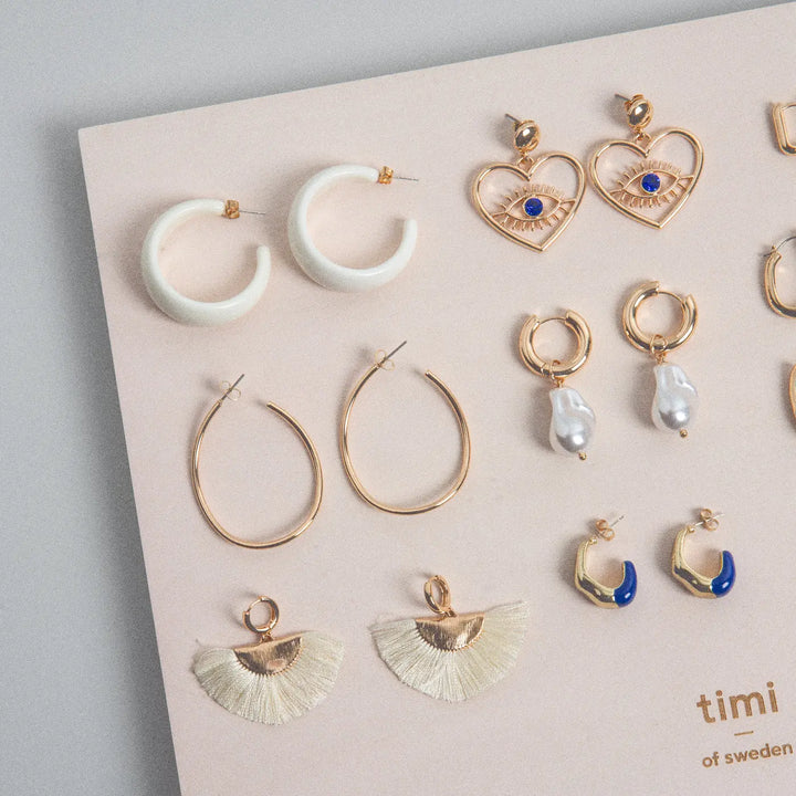 Ayla - Blue Dipped Irregular Hoop Earrings Timi of Sweden