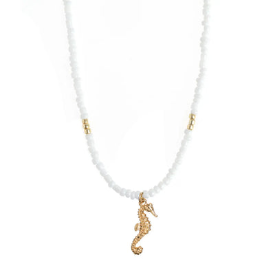 Ellie - Seahorse White Beads Necklace