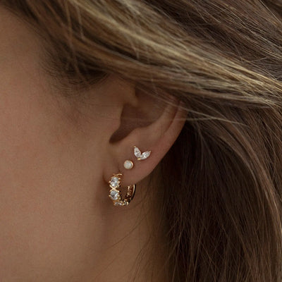 Olivia - White Crystal Hoop korvakorut