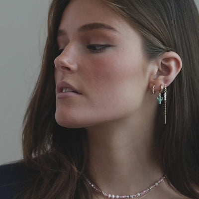 Doris - Pink Flash Enamel Chain Korvakoru